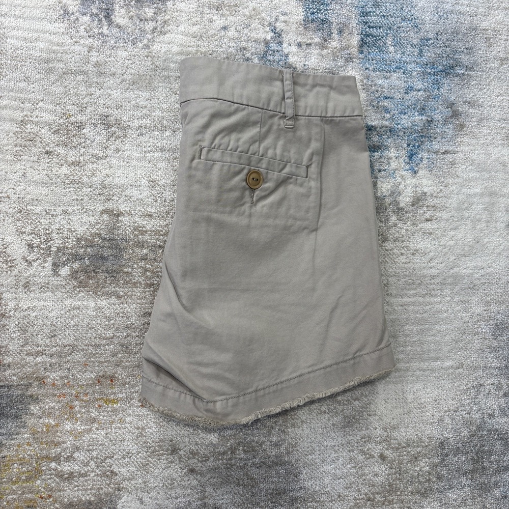 G1 Paper Twill Women's Khaki Cotton Shorts Size 0 Raw Hem Casual